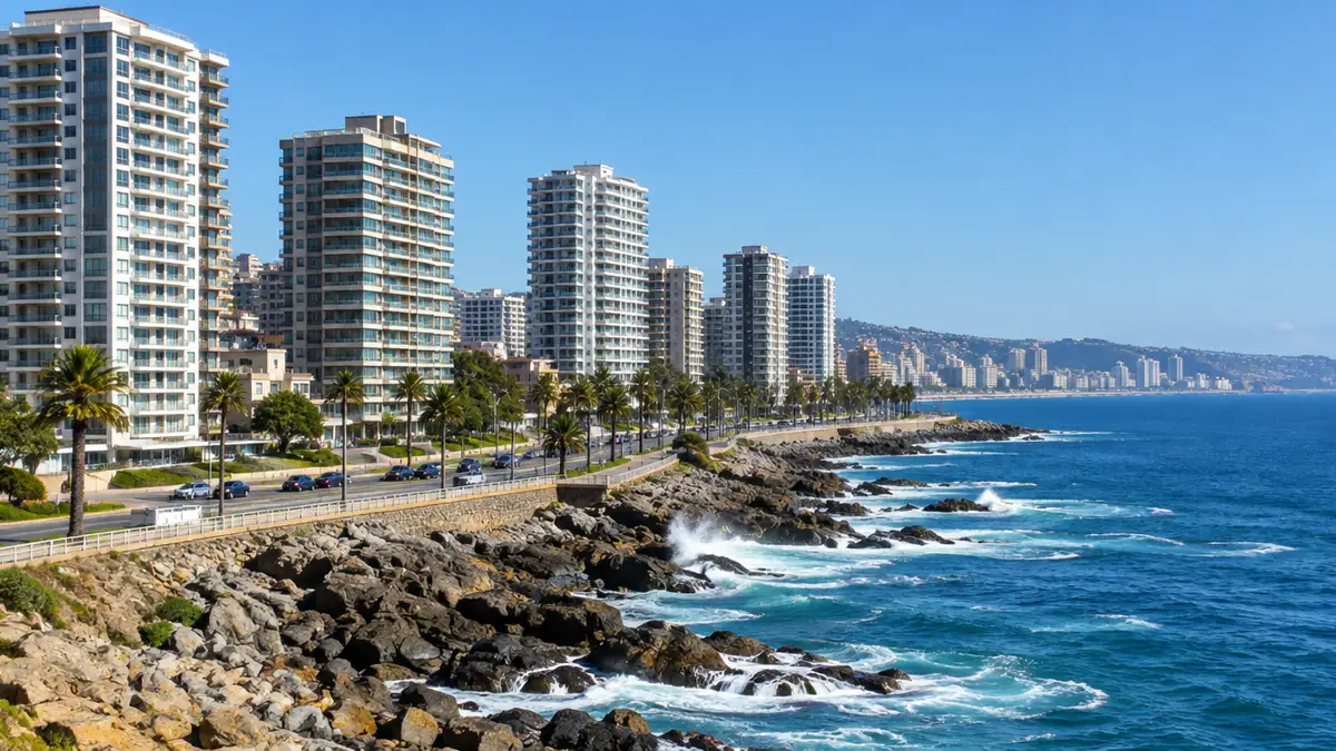 Torres residenciales frente al mar en el borde costero de Viña del Mar, edificios donde se realizan auditorías de condominios